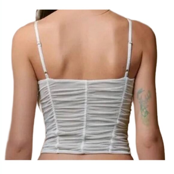 I.AM.GIA White Lace Corset Cami Top Ruched Bow Detail Y2K Fully Lined XL - Picture 13 of 14